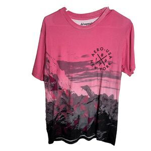 Aeropostale T-Shirt Men's Medium Pink Black Short Sleeve Graphic Tee Top
